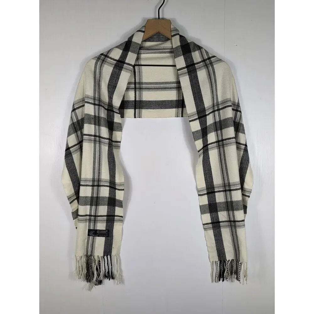 Italy Design Cashmere Blend Scarf Unisex Multicolor Plaid Fringe Soft Wrap Shawl
